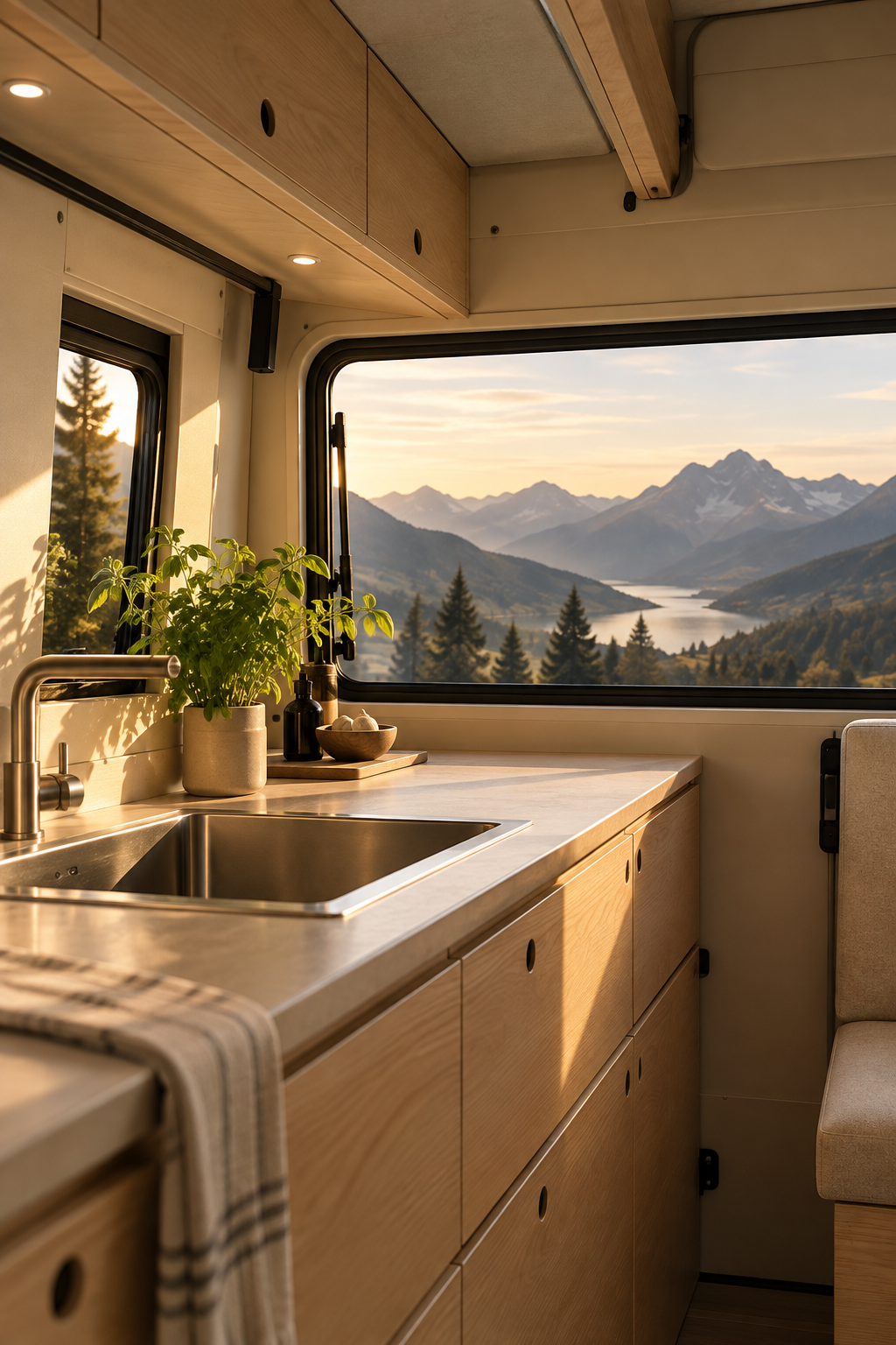 A kitchen with a view